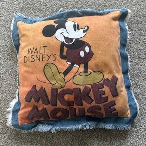 Vintage Disney Mickey Mouse Square Throw Pillow 16x16 Denim